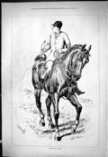 Original Old Antique Print 1877 The Lost Hound Horse Sport Hunting Sturgess