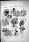 Old Print 1877 Humours January Retrospective Perspective Review Pantomim 19th
