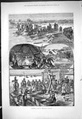 Old Print 1877 Bohemian Fishery Sketches Fishing Fishermen Boats Industry 19th