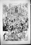 Original Old Antique Print Childrens Ball Mansion House 1877 Dancing Victorian