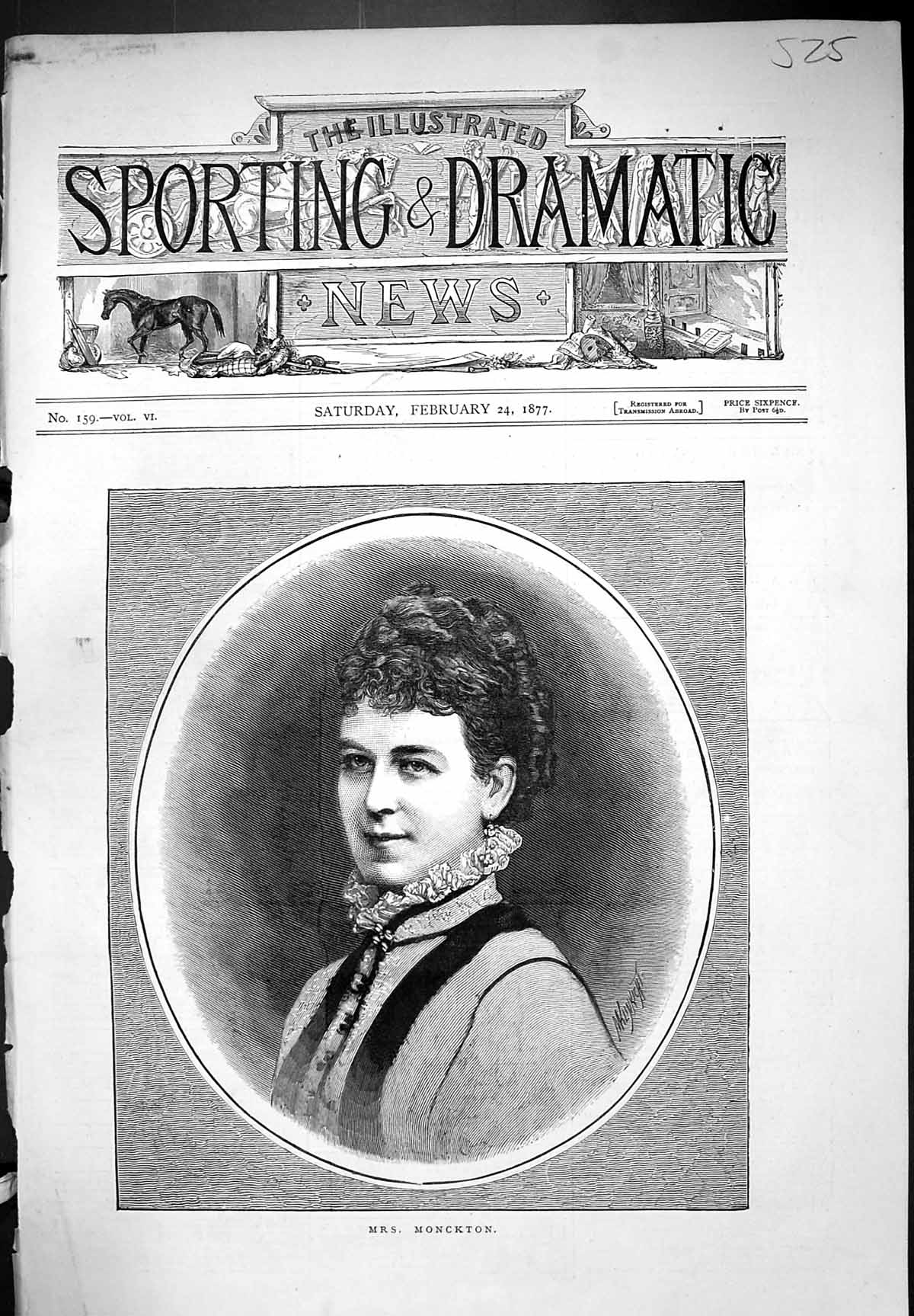 Original Old Antique Print Mrs Monckton Beautiful Woman Portrait 1877 Victorian