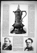 Antique Old Print Tankard Presented Newall Late John Oxenford Compton 1877 19th