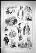 Original Old Antique Print 1877 Compton Benefit Performance Sketches Uncle Jury