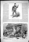 Antique Old Print John Liston Street Mountebanks Japan Children Dragon 1877