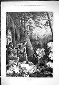 Original Old Antique Print 1877 An Easy Shot Hunting Sport Bird Outdoor Scene