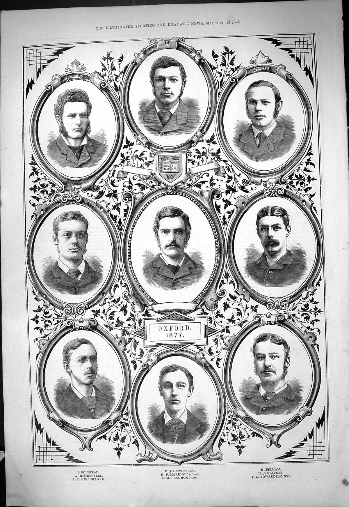 Old 1877 Oxford Boat Race Crew Cawles Marriott Beaumont Pelham Stayne Victorian