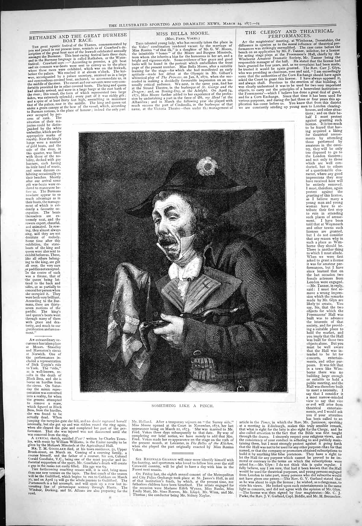 Old Antique Print 1877 Portrait Something Like A Pinch Man Smoking Pipe 19th