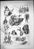 Old Antique Print 1877 Humour Sketches Tenor Jester Artist Stormy Weather 19th