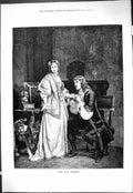 Original Old Antique Print 1877 Scene Tartuffee Theatre Man Lady Romance 19th