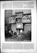 Old Antique Print 1877 Jacobean Chimney Piece Howard Lady Sleeping Chair 19th