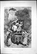 Original Old Antique Print 1877 Scene Voyage To The Moon Theatre Actors 19th