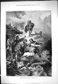 Old Antique Print 1877 Scene Opera Theatre William Tell Man Begging Life 19th