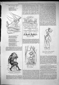 Original Old Antique Print 1877 Captious Critic Theatre Scuttled Ship Anson