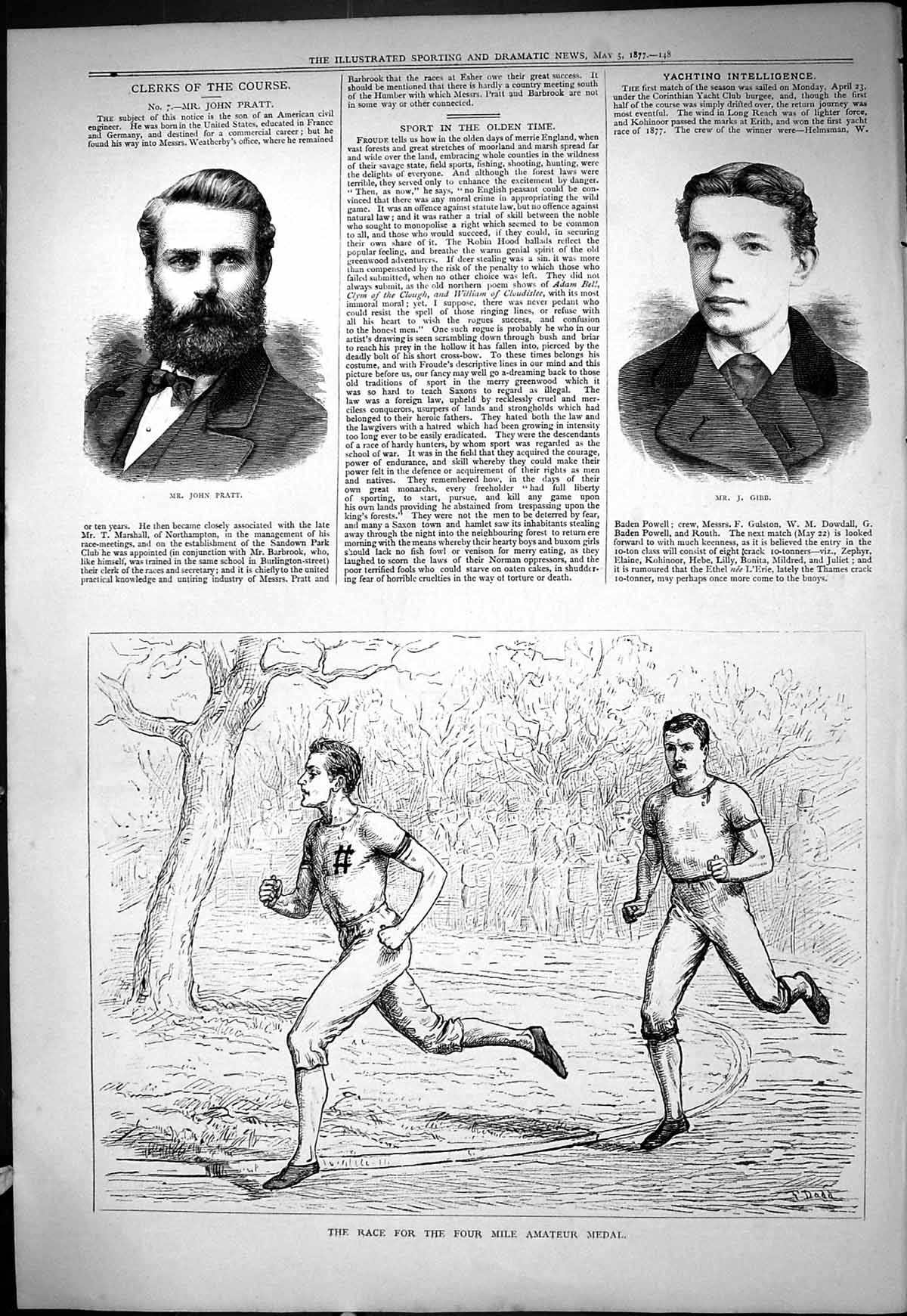 Old 1877 Portrait John Pratt Gibb Clerks Course Athletics Race Four M Victorian