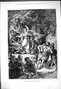 Original Old Antique Print 1877 Scene Operaa Theatre Norma Actors Victorian
