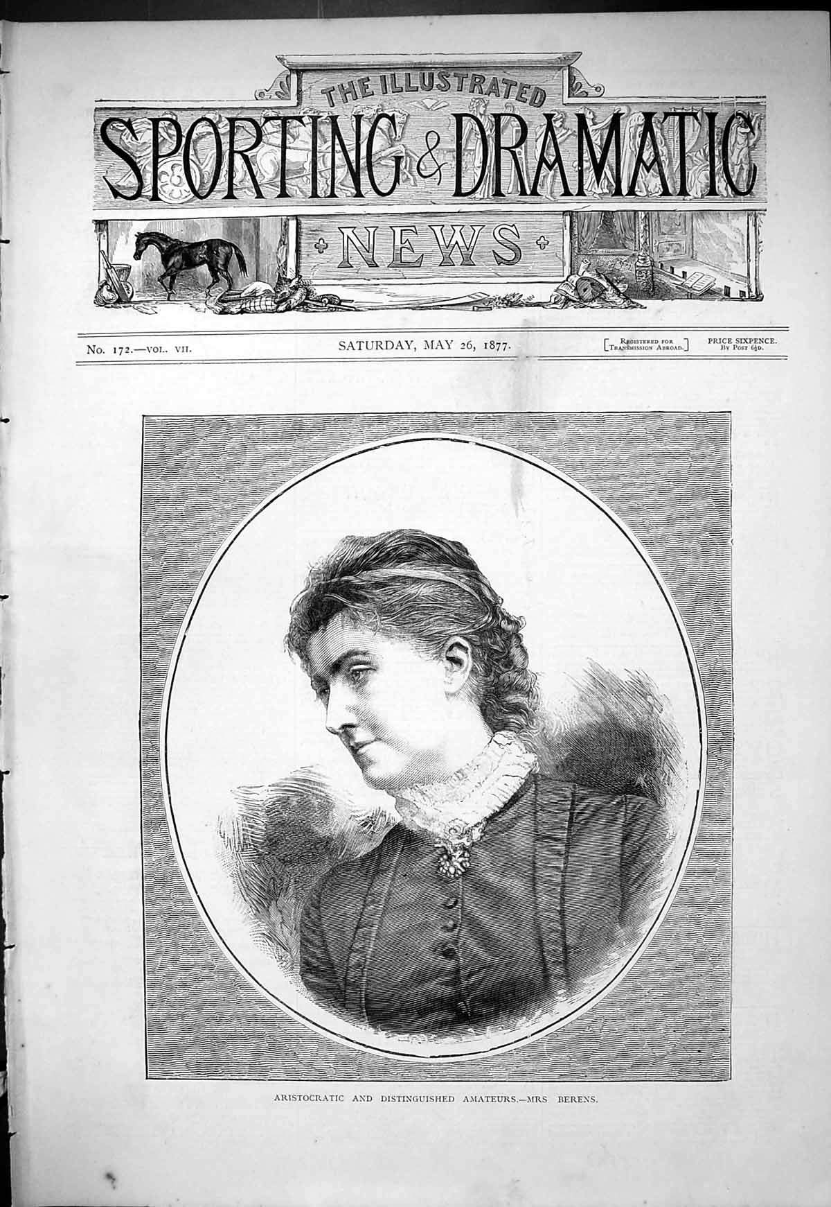 Antique Print 1877 Aristocratic Distinguished Amateurs Portrait Mrs Berens 19th