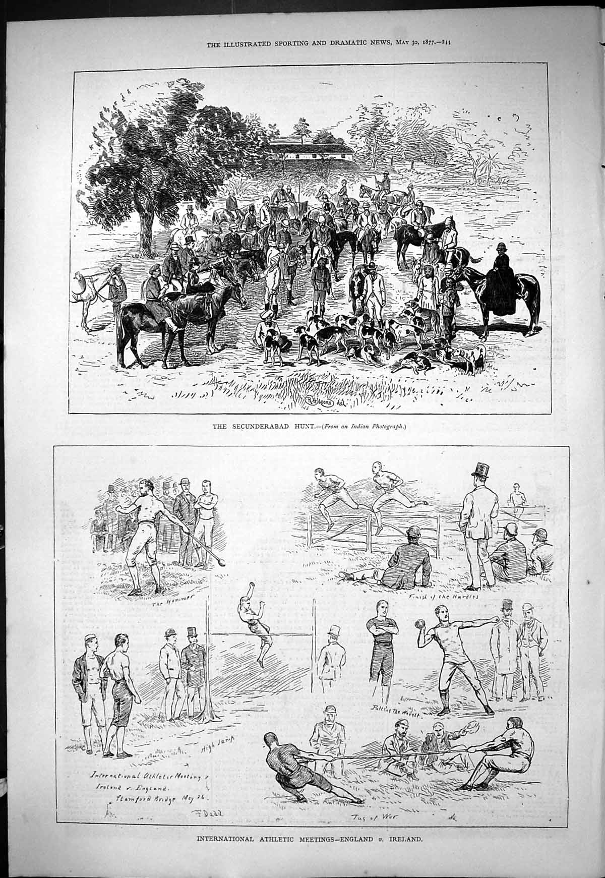 Old 1877 Secunderabad Hunt Horses Hunting Athletic Meetings England I Victorian