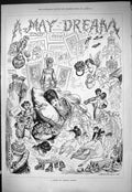 Original Old Antique Print 1877 May Dream Vision London Society 19th