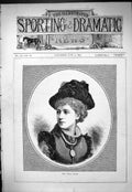 Original Old Antique Print 1877 Portrait Beautiful Woman Miss Viola Dacre 19th