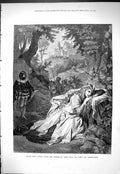 Original Old Antique Print 1877 Scene Opera Tannhauser Theatre Beautiful Woman