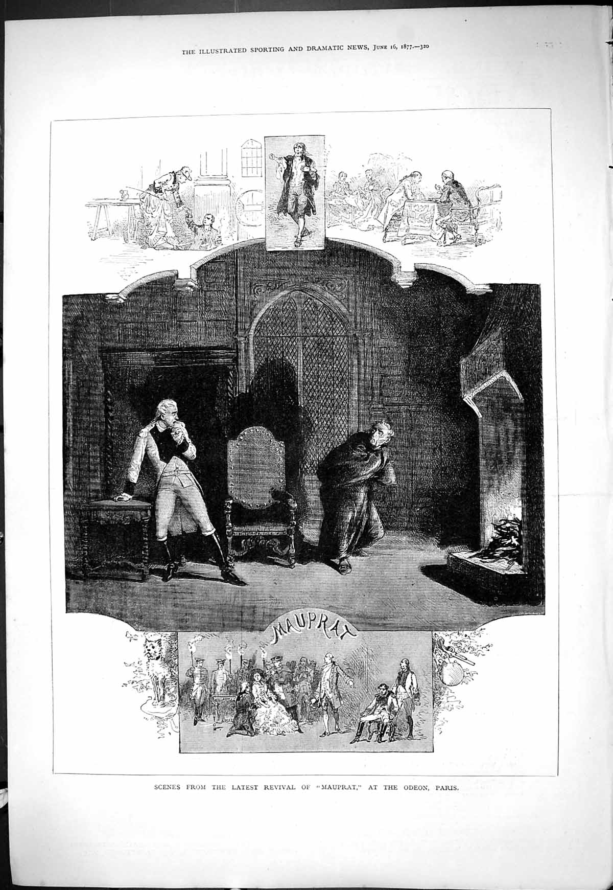 Antique Print 1877 Scene Latest Revival Mauprat Odeon Paris France Theatre 19th