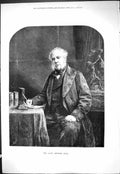 Old 1877 Portrait Late Admiral Rous Man Sitting Table Writing Letter Victorian
