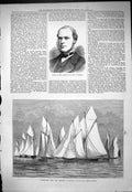 Old Whistling Breeze R.T.Y.C. Channel Match Yacht 1877 Portrait Clerk Victorian