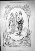 Antique Print 1877 Artist Midsummer Dream Ladies Costumes Fashion Thompson 19th