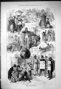 Antique Print 1877 Street Life London Turkish Baths Market Men Advertising 19th