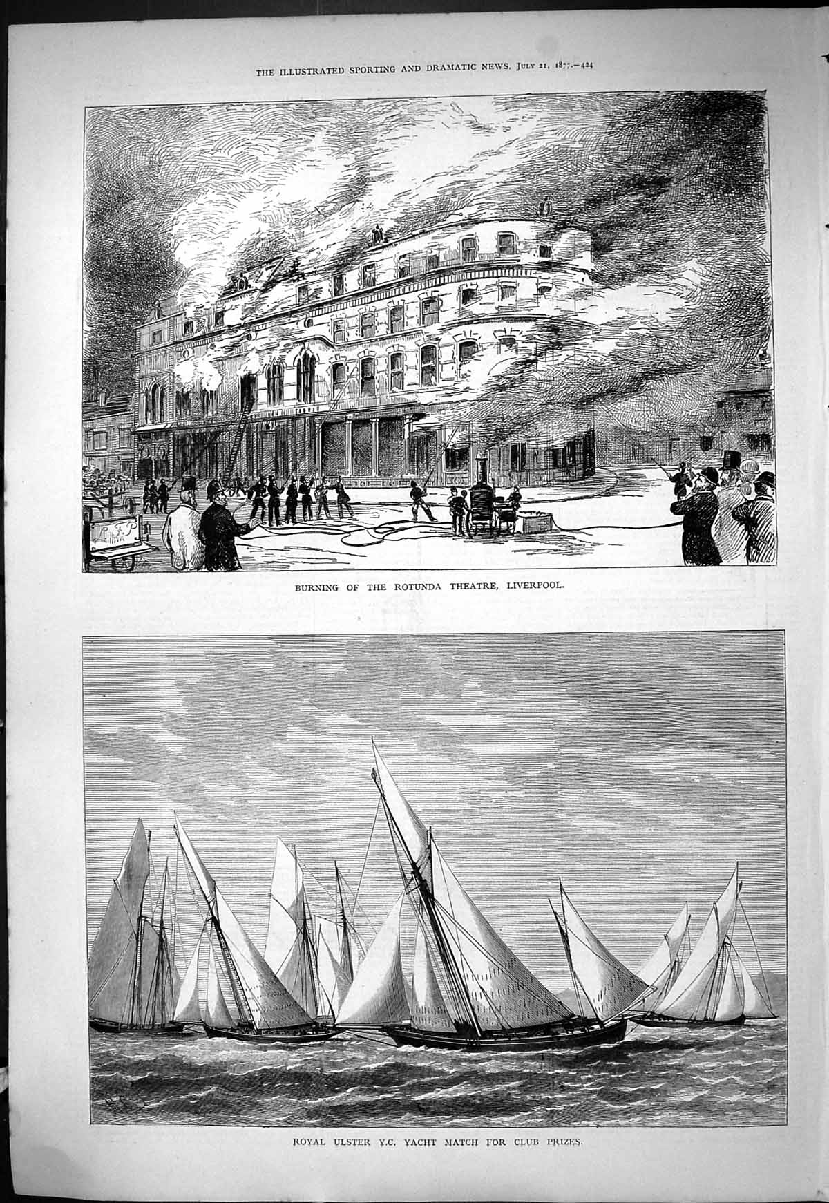 Old 1877 Fire Rotunda Theatre Liverpool Royal Ulster Yacht Match Club Victorian