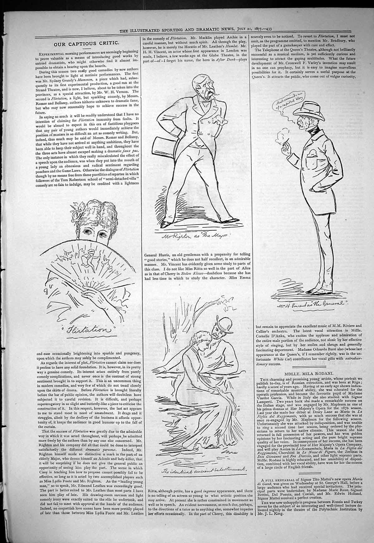Antique Print 1877 Captious Critic Theatre Righton Vincent General Romance 19th