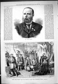 Old Print 1877 Portrait James Peddie Scene Mosenthal Drama Maryna Theatre 19th