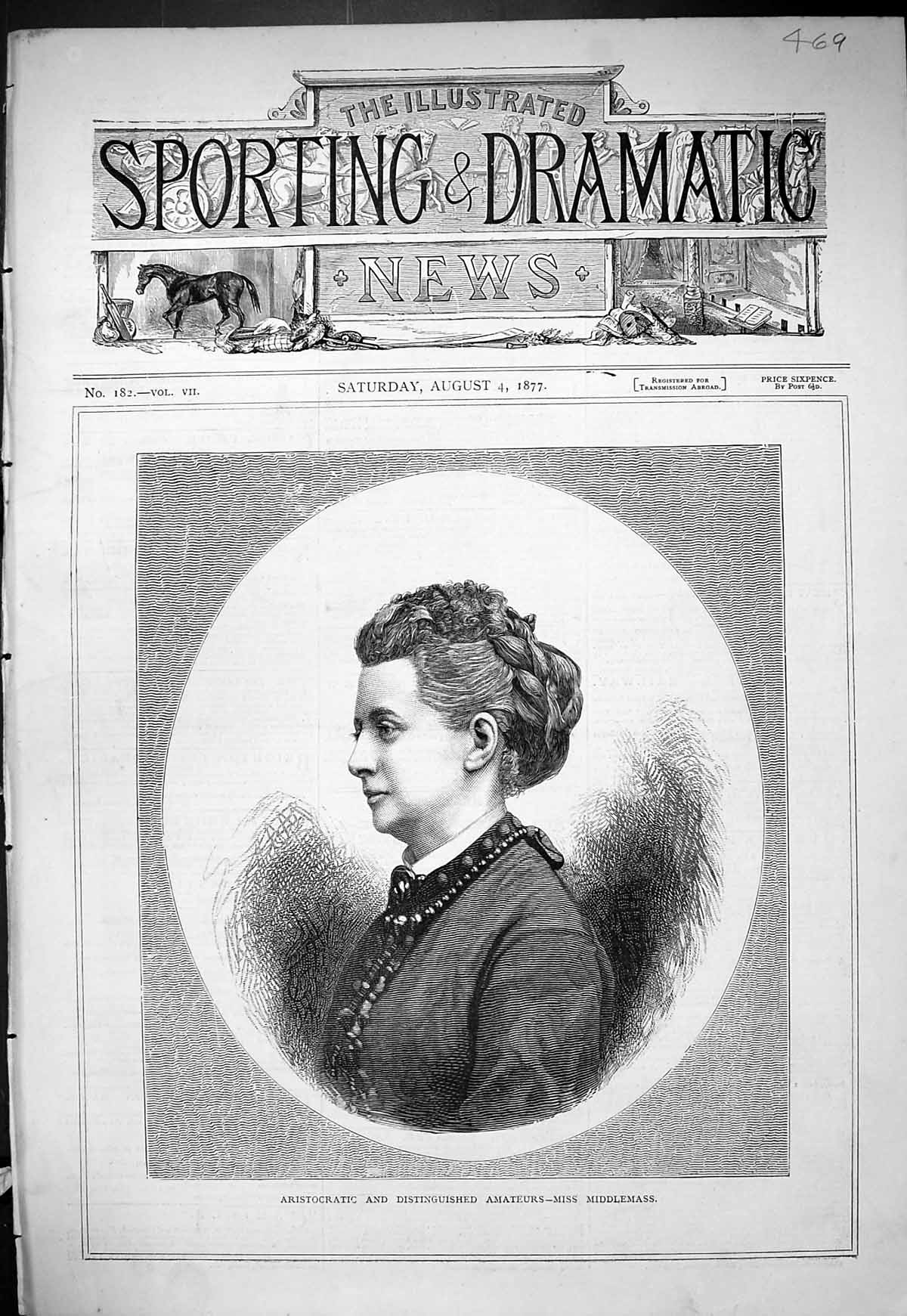 Old 1877 Portrait Aristocratic Distinguished Amateur Miss Middlemass Victorian