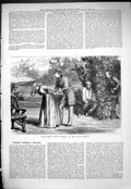 Original Old Antique Print Scene Stolen Kisses Globe Theatre Romance 1877 19th