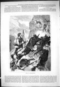 Original Old Antique Print 1877 Sport Switzerland Hunting Shooting Mountains