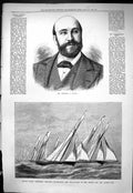Old 1877 Portrait Edmund Davis Hildegarde Vol-Au-Vent Queen'S Cup Yac Victorian