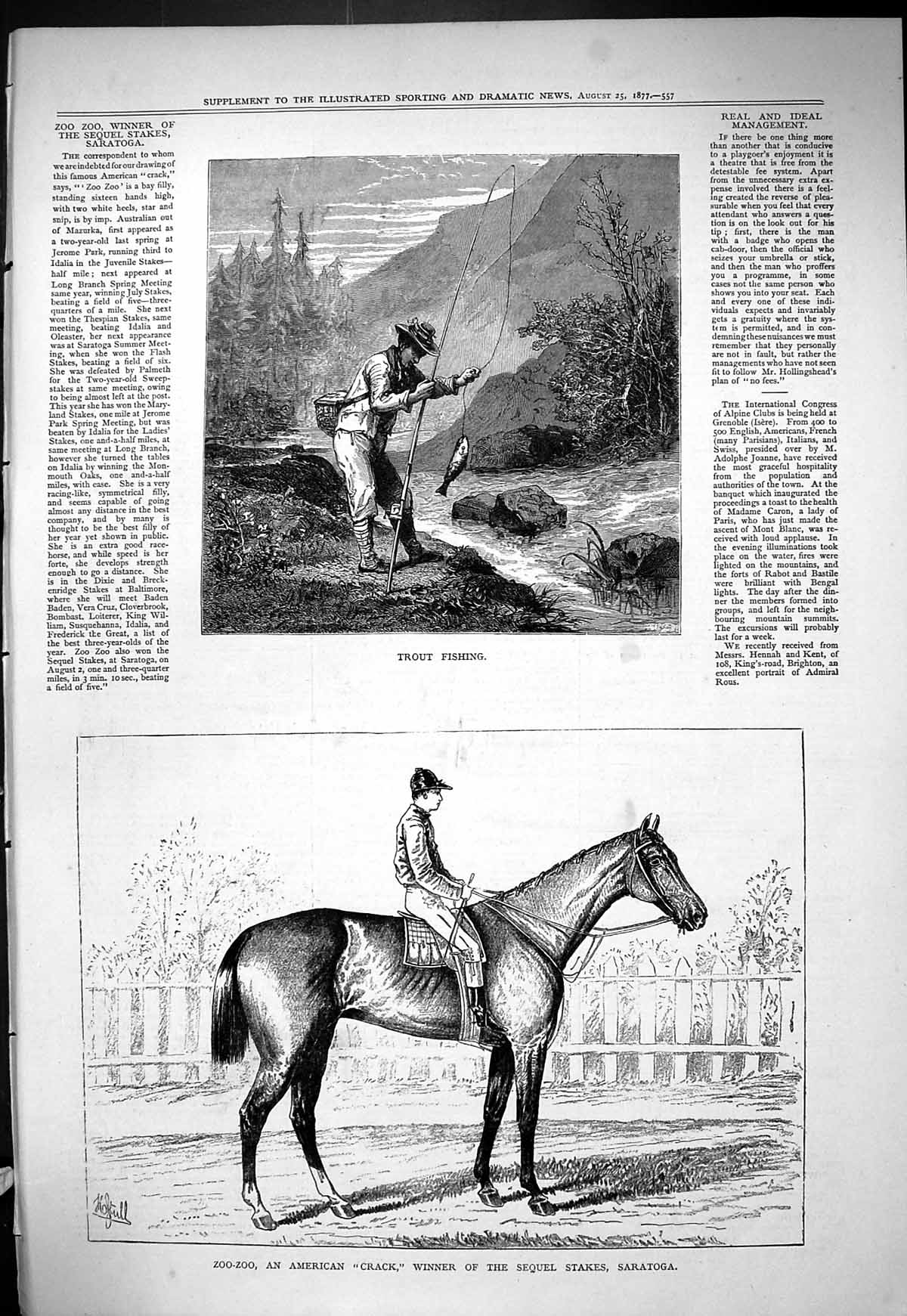Old Trout Fishing River 1877 Zoo-Zoo American Crack Winner Sequel Sar Victorian