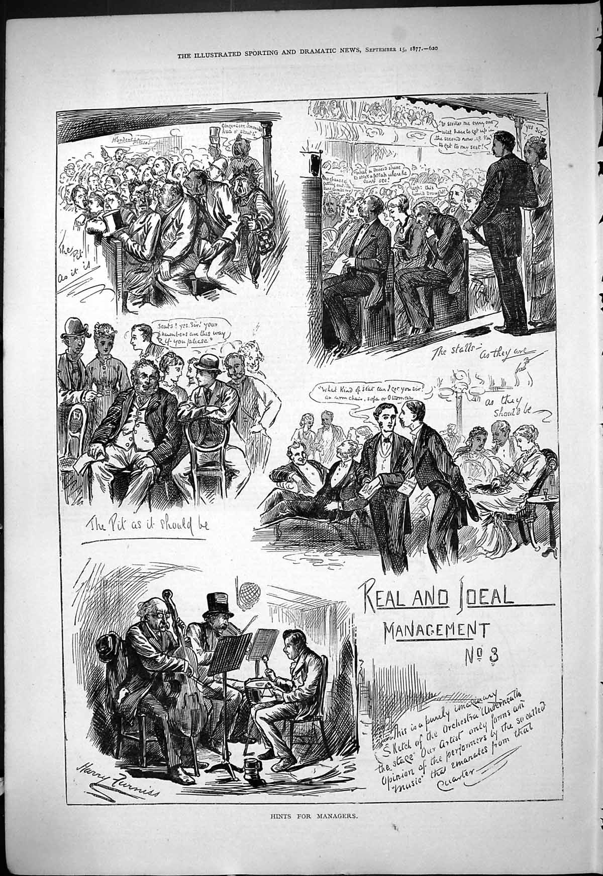 Old Antique Print Sketch Real Ideal Management Miners Music Meeting 1877 19th