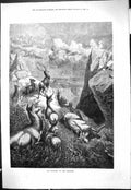 Antique Old Print 1877 Elk Hunting Missouri Mountains America Sport Shooting