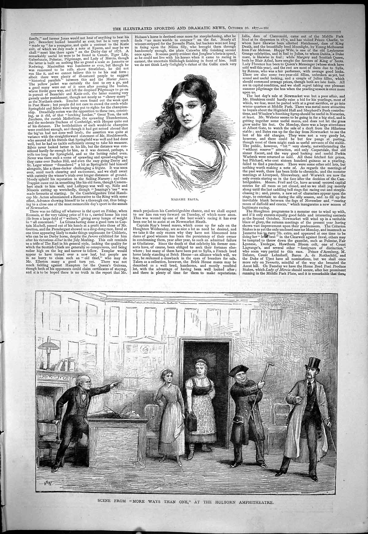 Old 1877 Portrait Madame Pasts Scene More Ways One Holborn Amphitheat Victorian