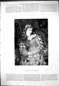 Original Old Antique Print 1877 Beautiful Woman Preparing Bal-Masque Victorian