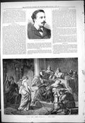 Antique Old Print 1877 Mr Frederic Cowen Scene Famous Play King Lear Theatre