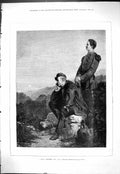 Original Old Antique Print 1877 Metz War Siers Men Mountains Scene Victorian