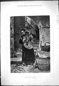 Original Old Antique Print Dead Men Tell No Tales Carrying Bottles 1877 19th