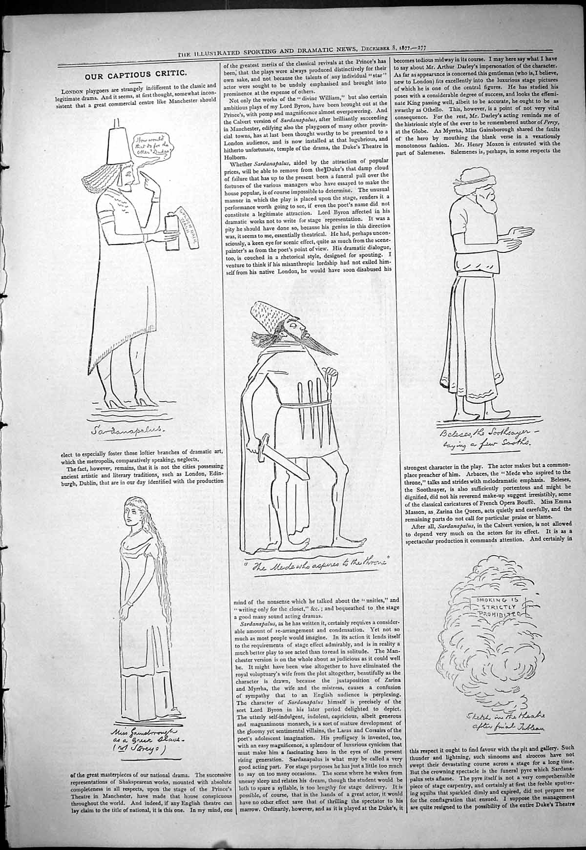 Old Antique Print 1877 Theatre Captious Critic Gainsborough Storey Actors 19th