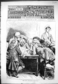 Original Old Antique Print 1877 Gossips Bowl Men Table Meeting Fred Barnard