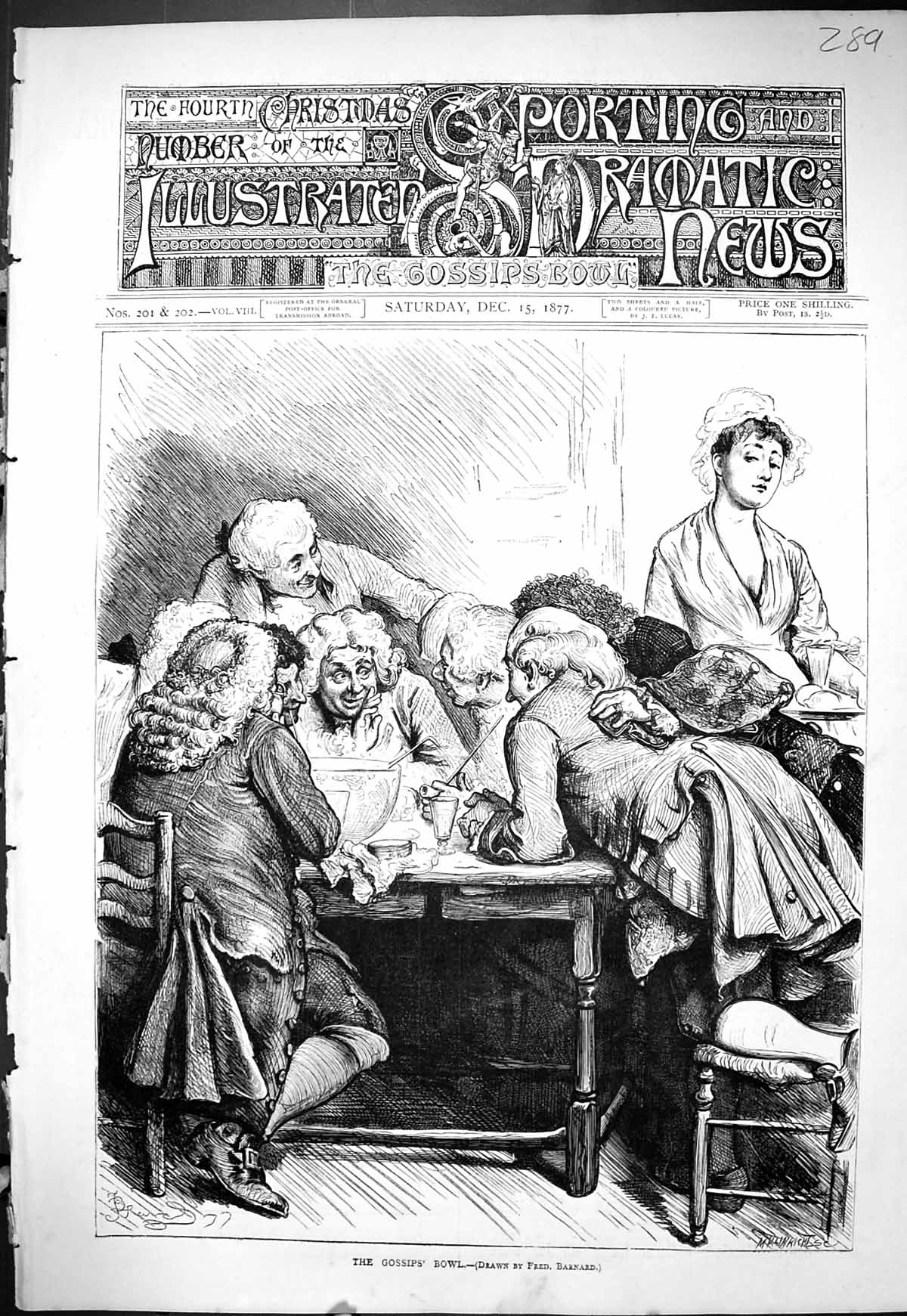 Original Old Antique Print 1877 Gossips Bowl Men Table Meeting Fred Barnard