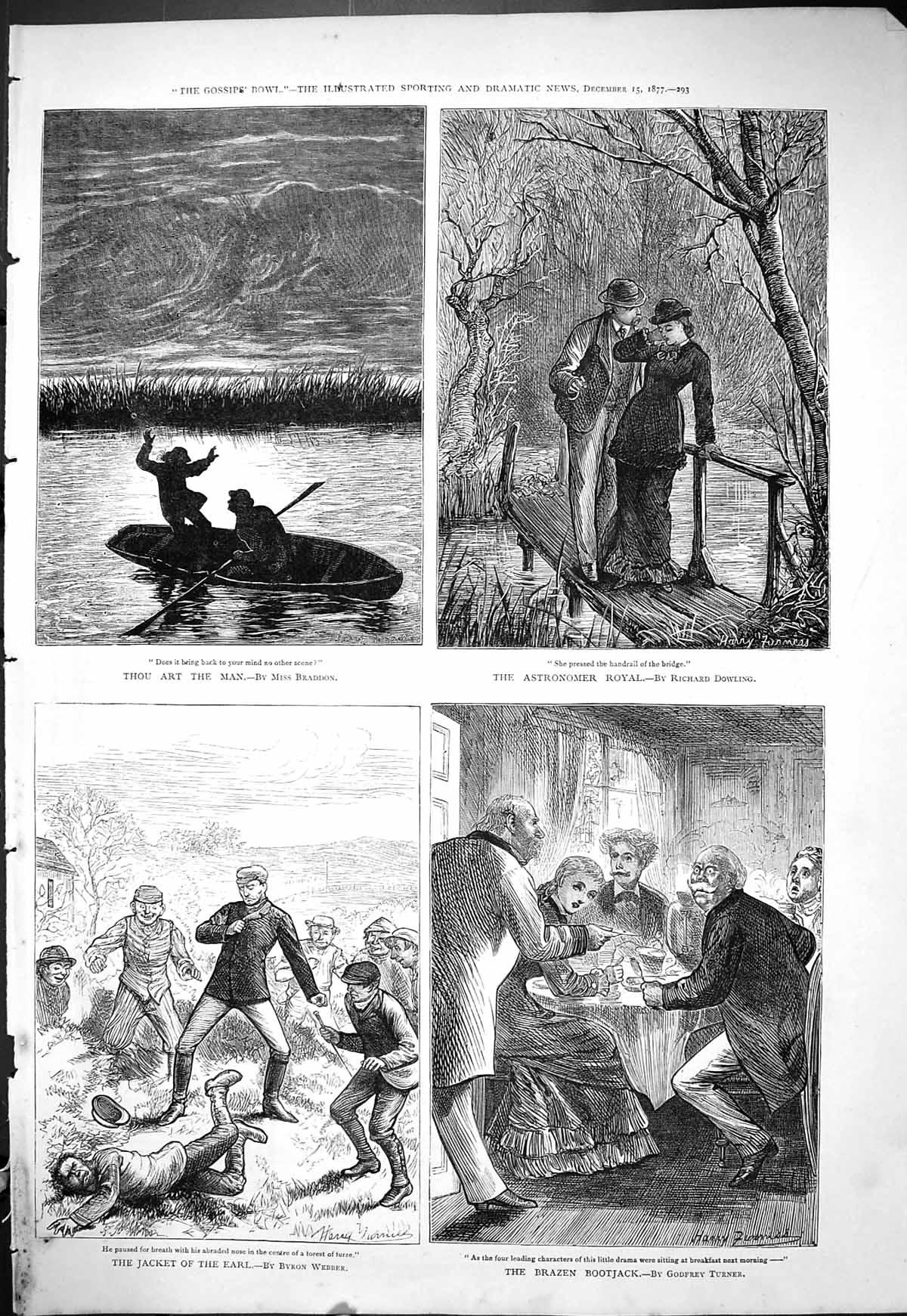 Antique Print Brazen Bootjack Jacket Earl Atronomer Royal Romance Boat 1877