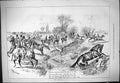 Original Old Antique Print 1877 Jumping Brook Horses Hunting Huntsmen Sport