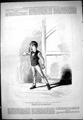 Original Old Antique Print 1877 Theatrical House Jack Built Call-Boy Theatre
